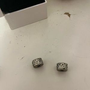 2 Authentic Pandora silver scroll bracelet clips
